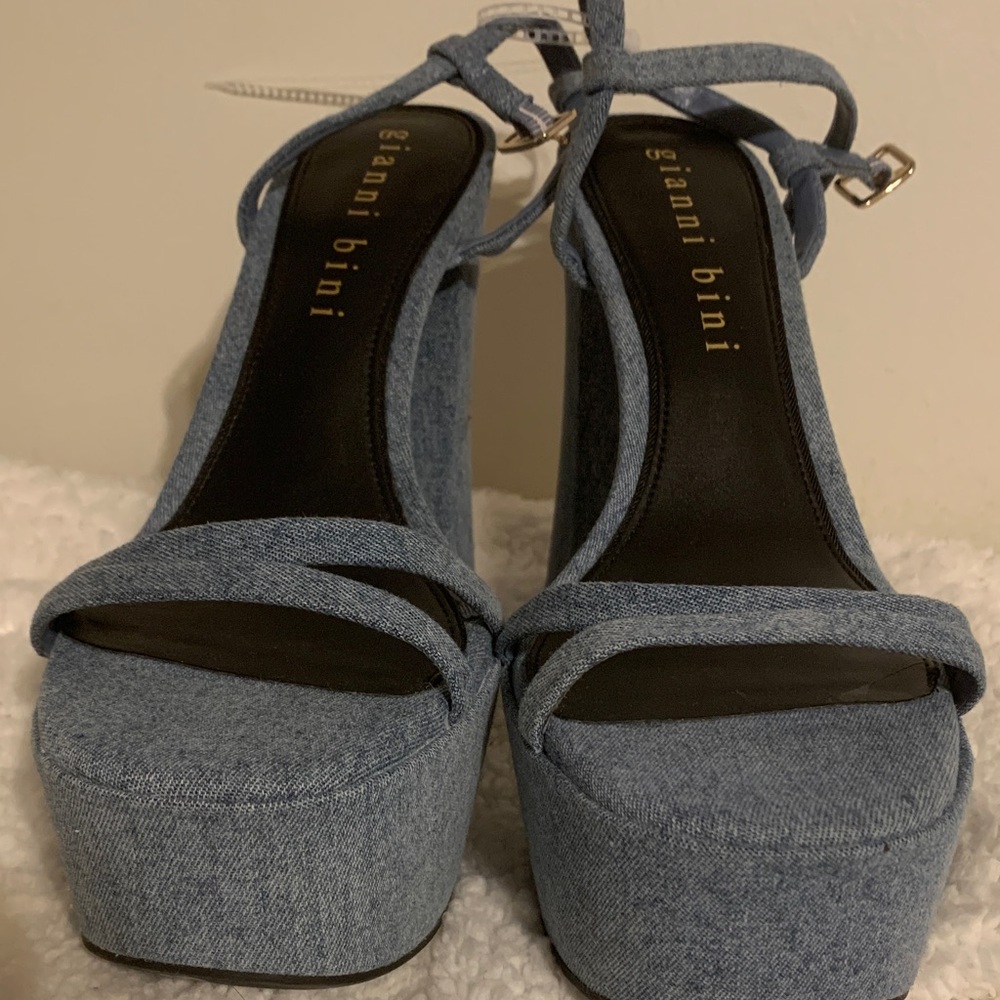 Gianni Bini Denim Blue Platform Heels